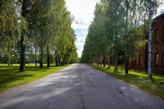 Hennalan vanhan kasarmialueen paraatikatu.